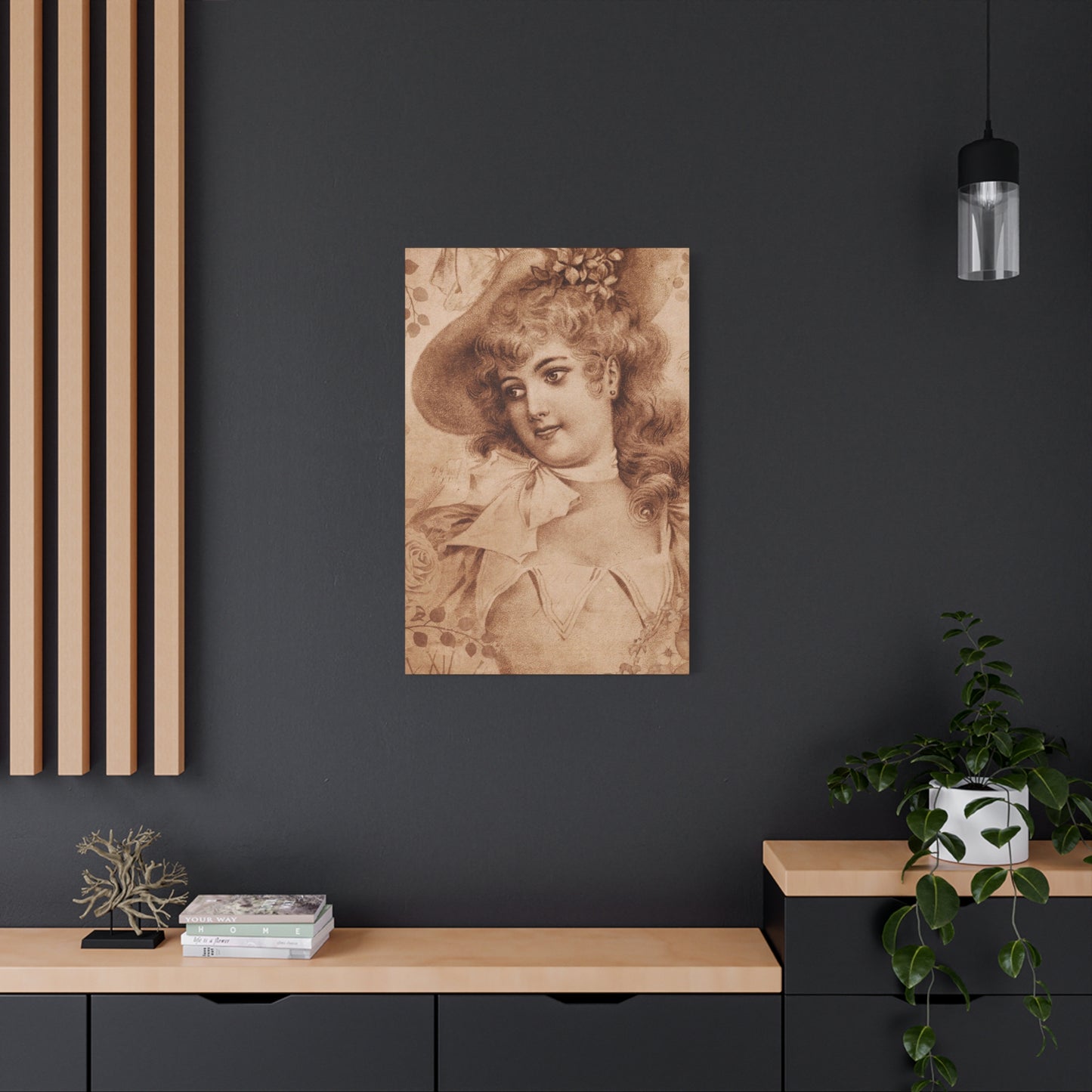 Vintage Sepia Portrait Canvas — Romantic Victorian Lady Matte Wall Art