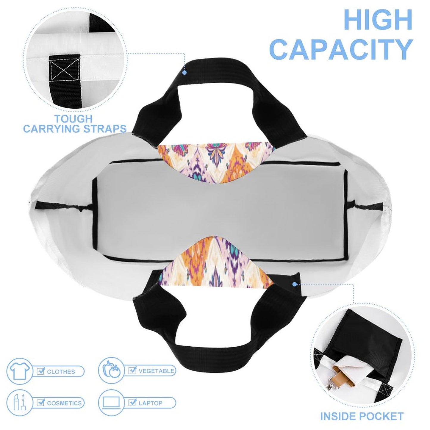 Large One Shoulder Shopping Bag (All-Over Printing)