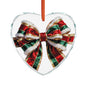 Crystal Heart Ornament — Festive Red & Green Holiday Bow