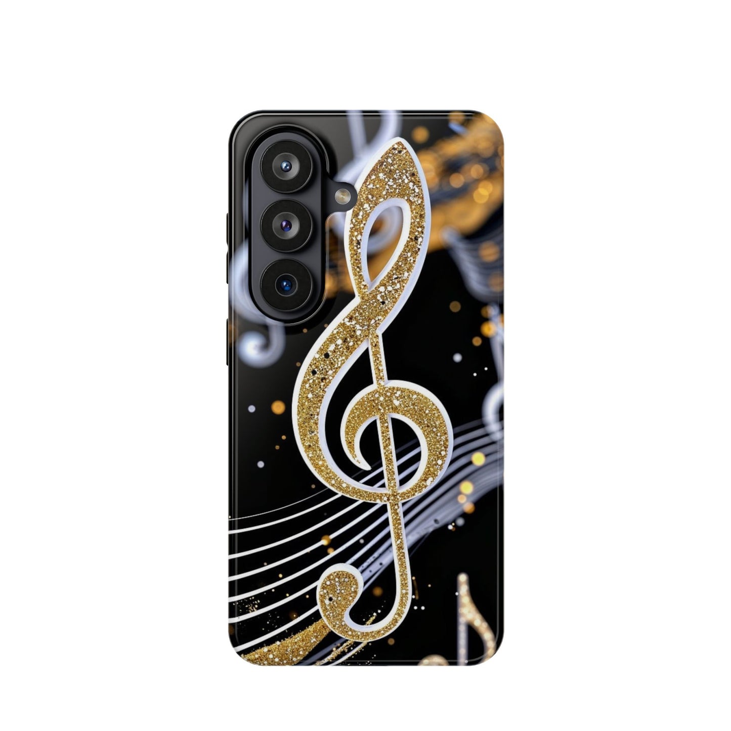 Music Notes Magnetic Impact-Resistant Phone Case — Gold Treble Clef Design