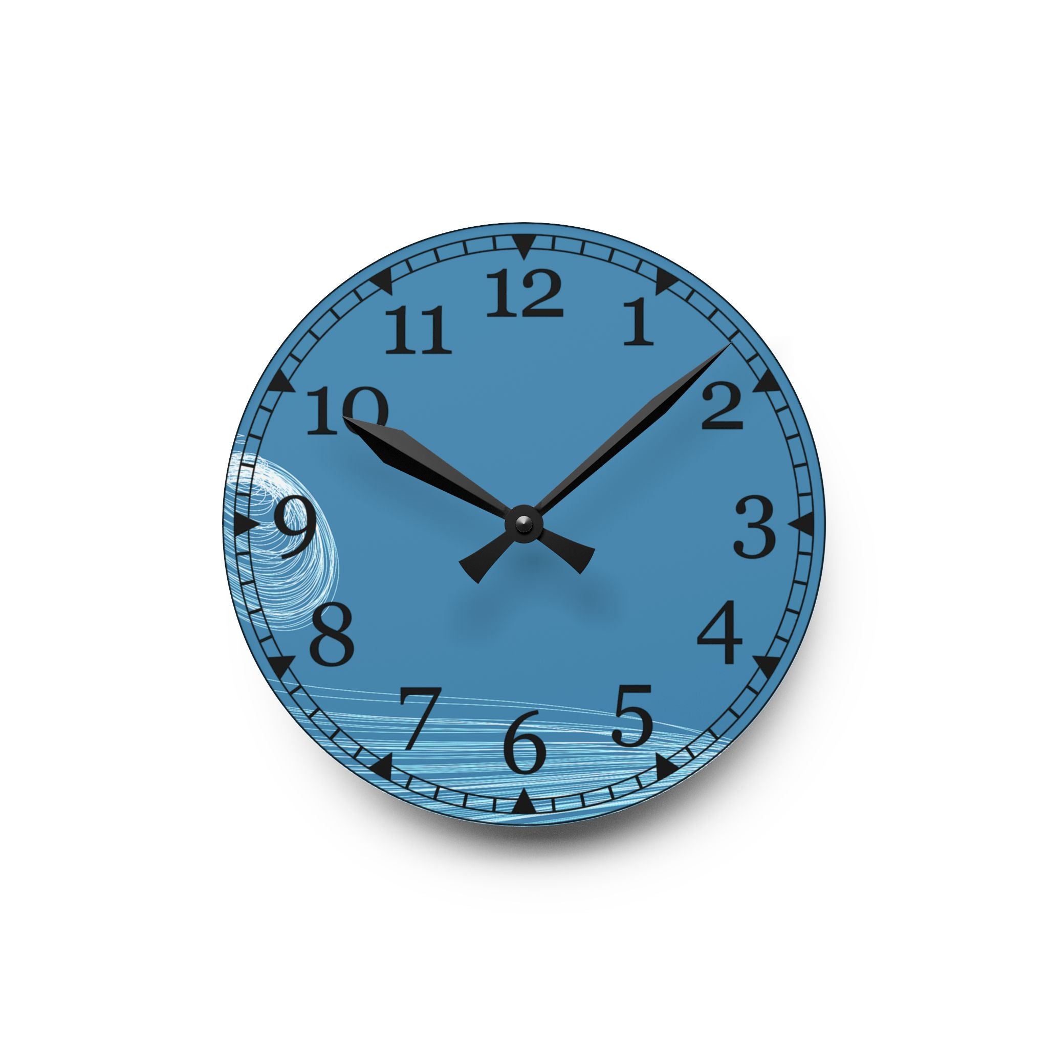 Blue Wave Acrylic Wall Clock — Modern Coastal Home Decor