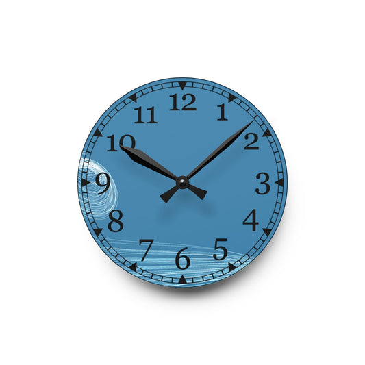 Blue Wave Acrylic Wall Clock — Modern Coastal Home Decor