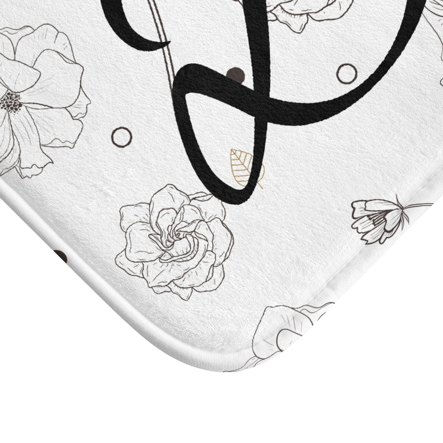 Personalized Floral Bath Mat, Elegant Home Decor, Custom Name Shower Mat, Gift for Her, Soft Bathroom Accessory, Housewarming Present