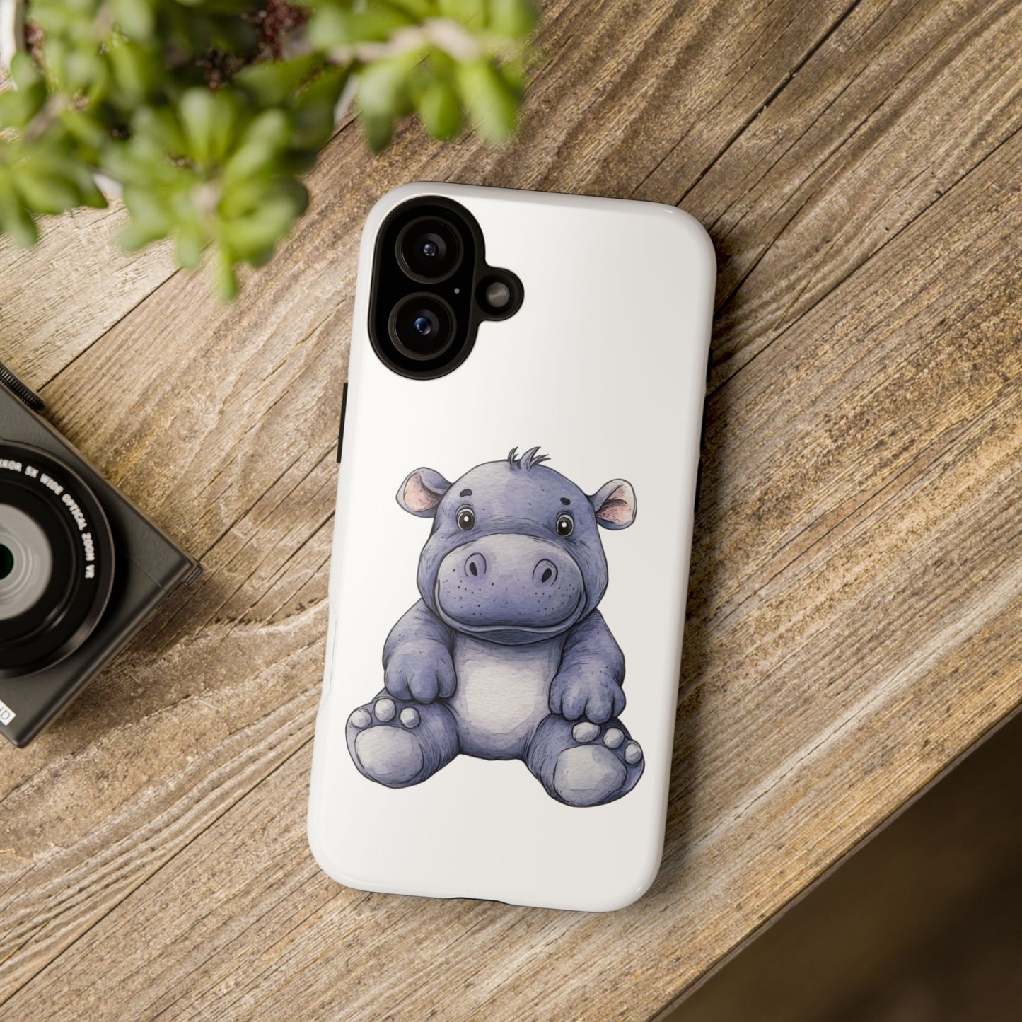 Cute Hippo Phone Case, Unique Tough Cases, Animal Lover Gift, Cute Animal Design, Baby Animal Phone Accessory