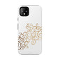 Elegant Floral Phone Case, Tough Cases, Gold Swirls, Stylish Protection, Trendy Gift, Chic Accessory