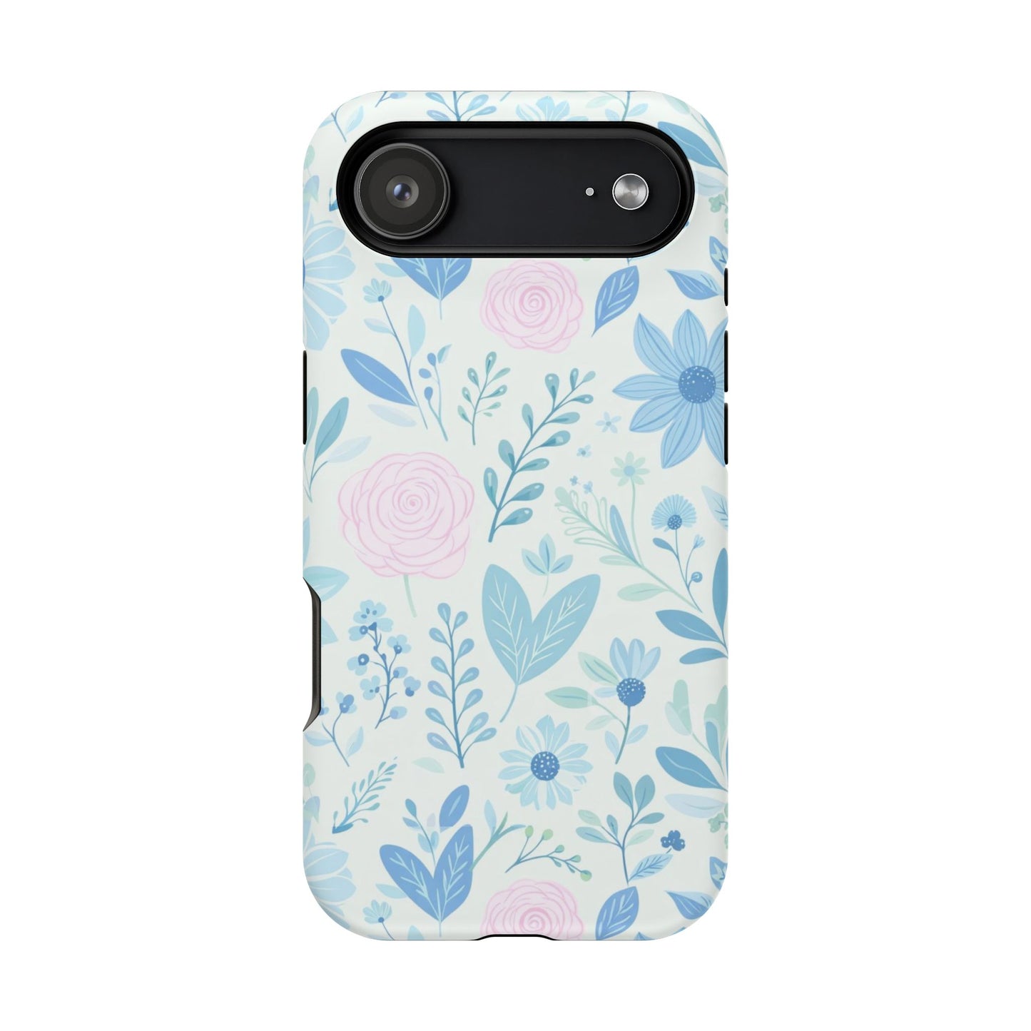 Floral Pastel Magnetic Impact Phone Case — Blue & Pink Botanical Design