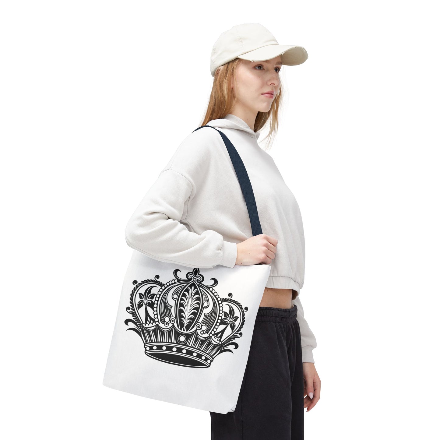 Crown Design Tote Bag, Royal Style Shopping Tote, Chic Grocery Bag, Gift for Her, Fashionable Accessories