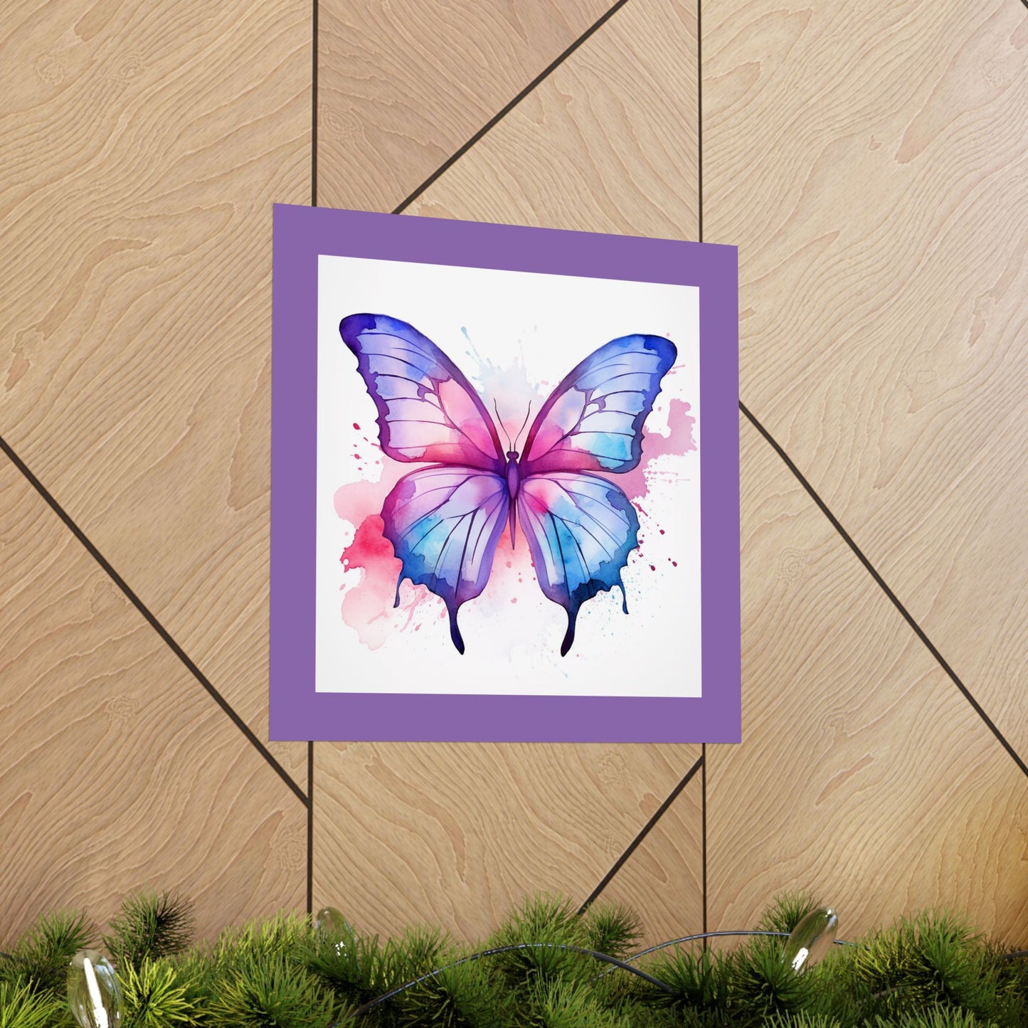 Butterfly Watercolor Matte Poster — Purple Vertical Art Print