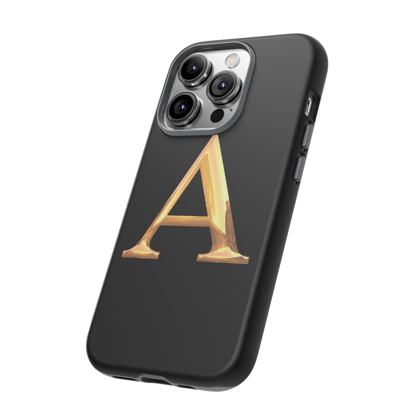 Custom Phone Case with Gold Letter A, Monogrammed Gift, Tough Protective Case, Personalized Phone Accessory, Unique Phone Cover