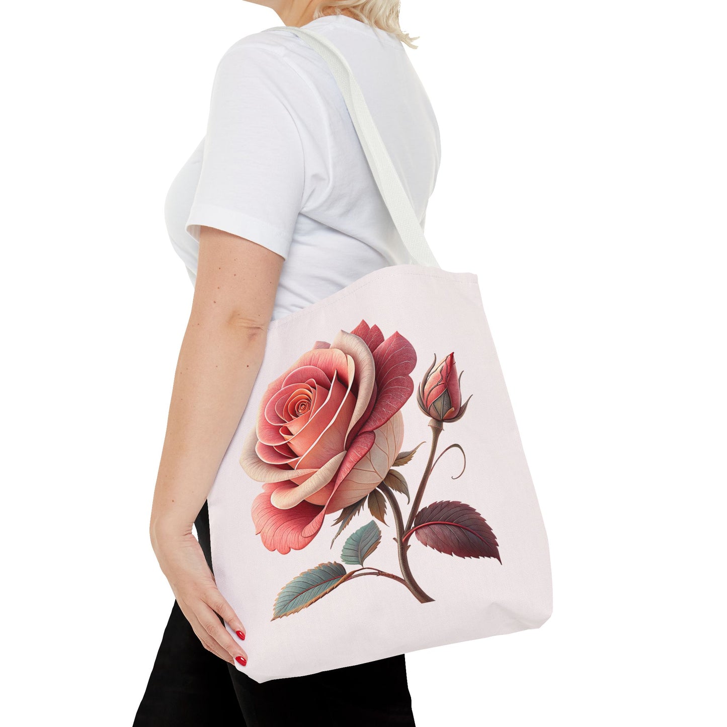 Romantic Floral Tote Bag, Rose Design, Chic Bag, Stylish Carryall, Perfect Gift for Her, Everyday Use, Eco-Friendly