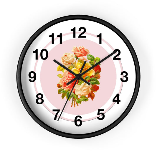 Floral Vintage Wall Clock, Elegant Home Decor, Gift for Her, Timeless Style, Rustic Vintage Clock, Floral Design