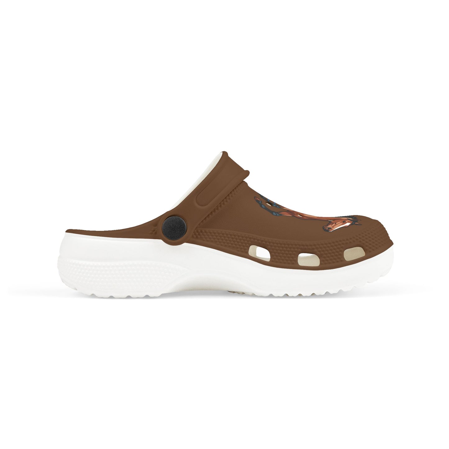 Kids Horse Print Foam Clogs — Brown EVA Slip-On Sandals for Children