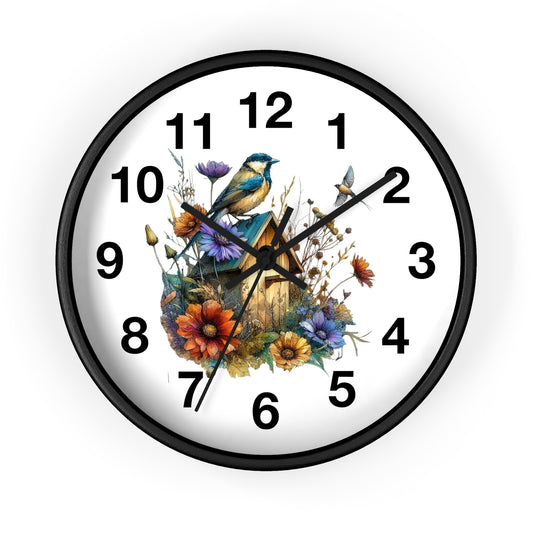Nature-Inspired Wall Clock with Bird and Floral Design, Home Decor, Vintage Vibe, Gift for Bird Lovers, Perfect for Any Season