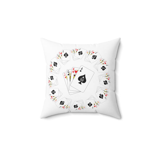Spun Polyester Square Pillow, Perfect for Poker Lovers, Casino-Themed Decor, Great Gift for Gamers, Fun Home Accent