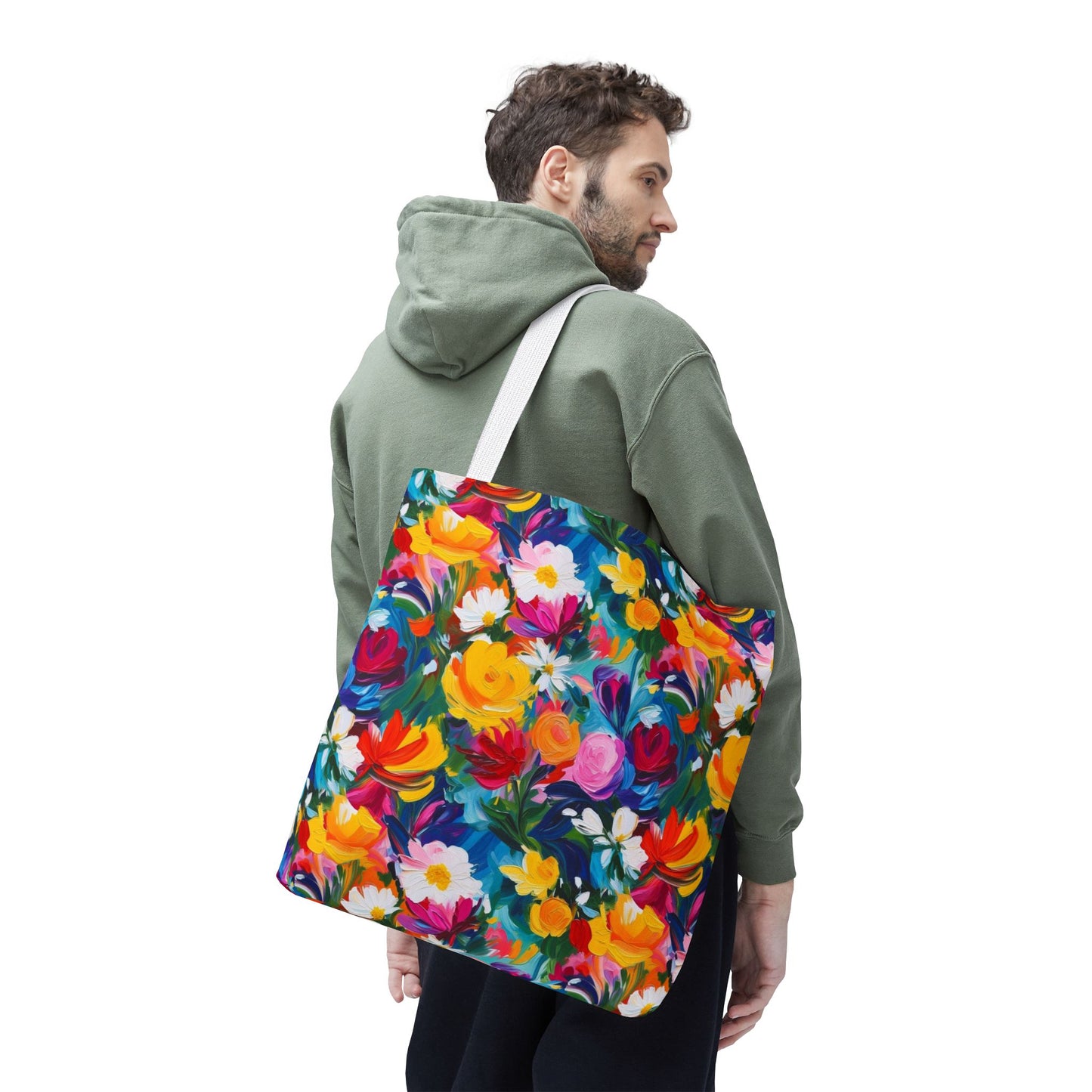 Colorful Floral Tote Bag — Vibrant All-Over Print Shopper