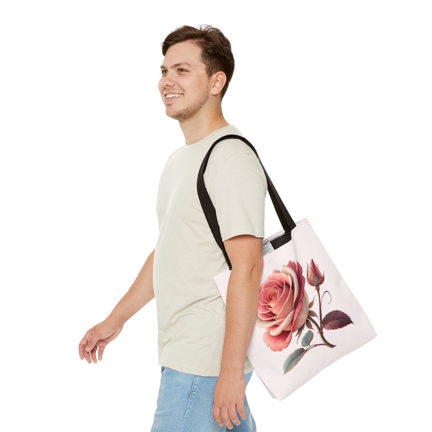 Romantic Floral Tote Bag, Rose Design, Chic Bag, Stylish Carryall, Perfect Gift for Her, Everyday Use, Eco-Friendly