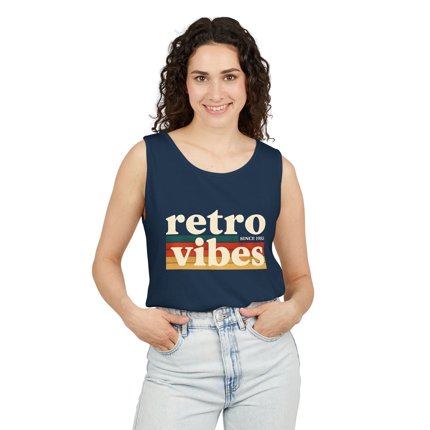 Retro Vibes Tank Top - Unisex Summer Apparel, Casual Wear, Beach Attire, Vintage Style, Gift for Friends