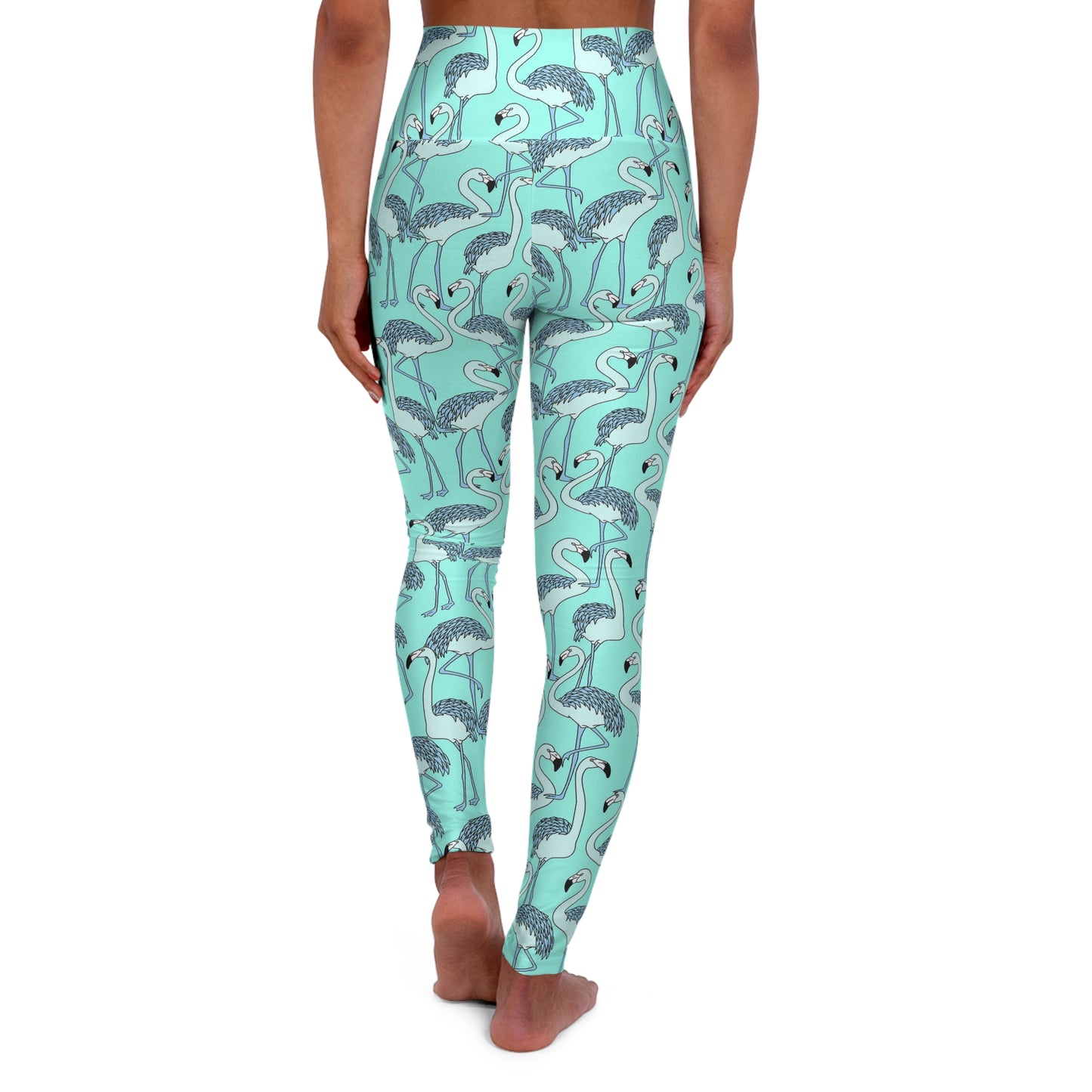 Flamingo High Waisted Yoga Leggings, Trendy Activewear, Gym Leggings