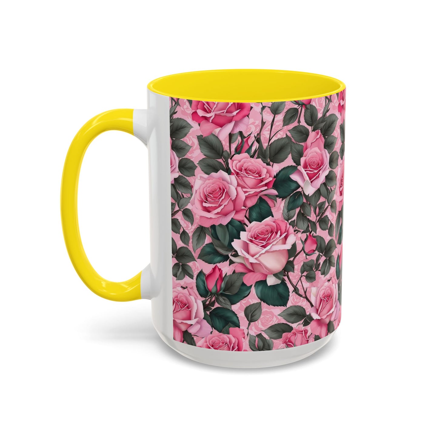 Floral Accent Coffee Mug, Pink Rose Mug, Gift for Her, Tea Cup, Mother's Day Present, Home Decor, Kitchen Essentials