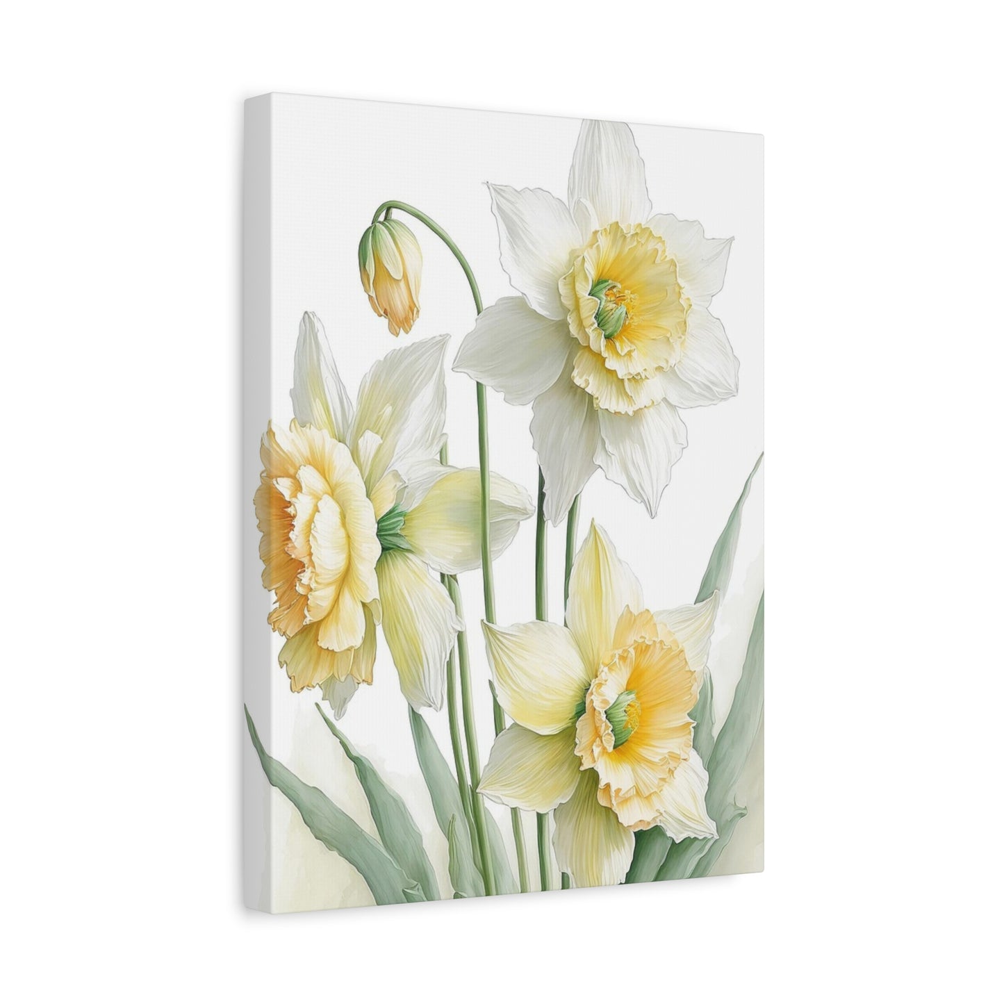 Matte Canvas, Stretched, 1.25" beautiful flowers white and yellow.