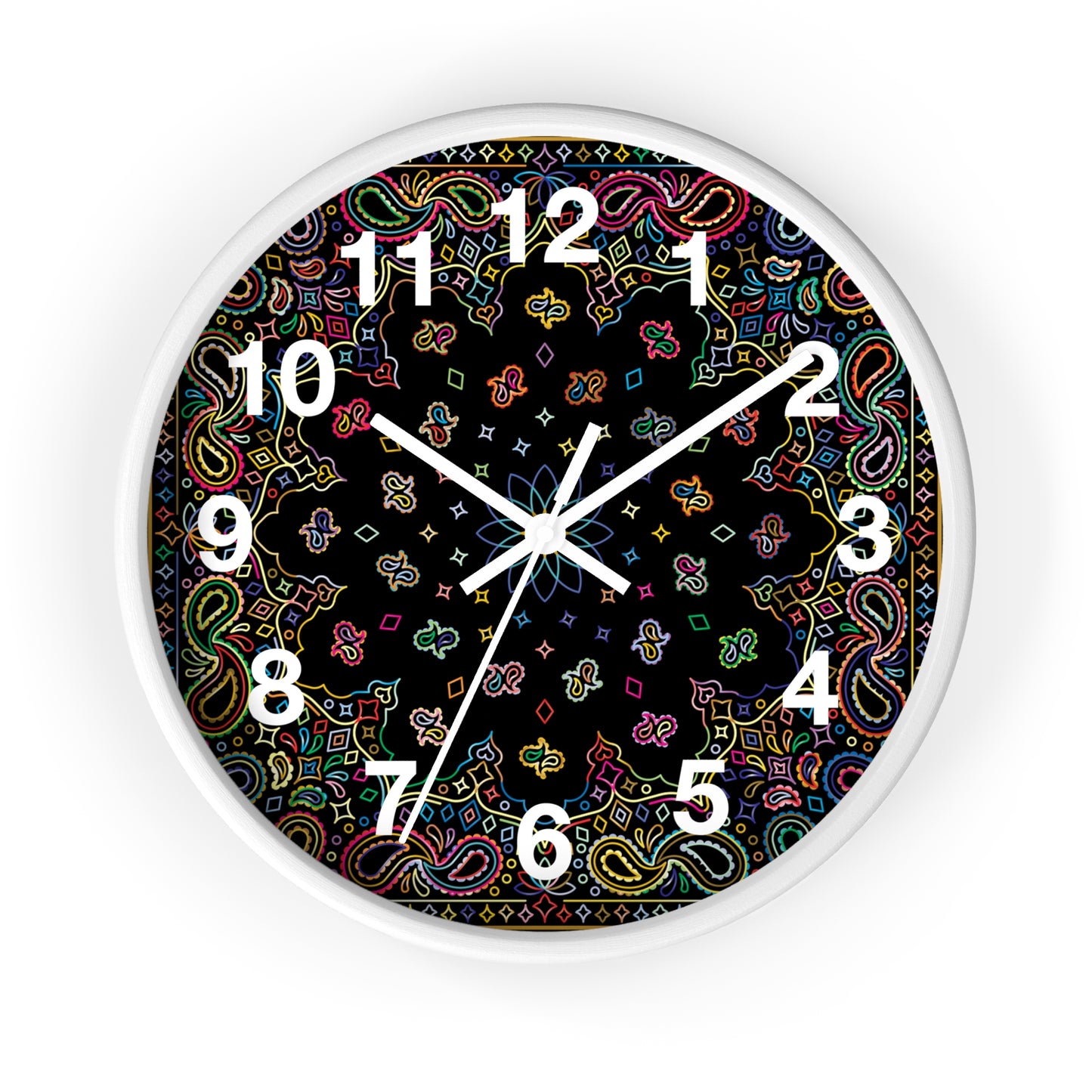 Colorful Mandala Wall Clock Boho Home Decor, Unique Gift, Modern Timepiece
