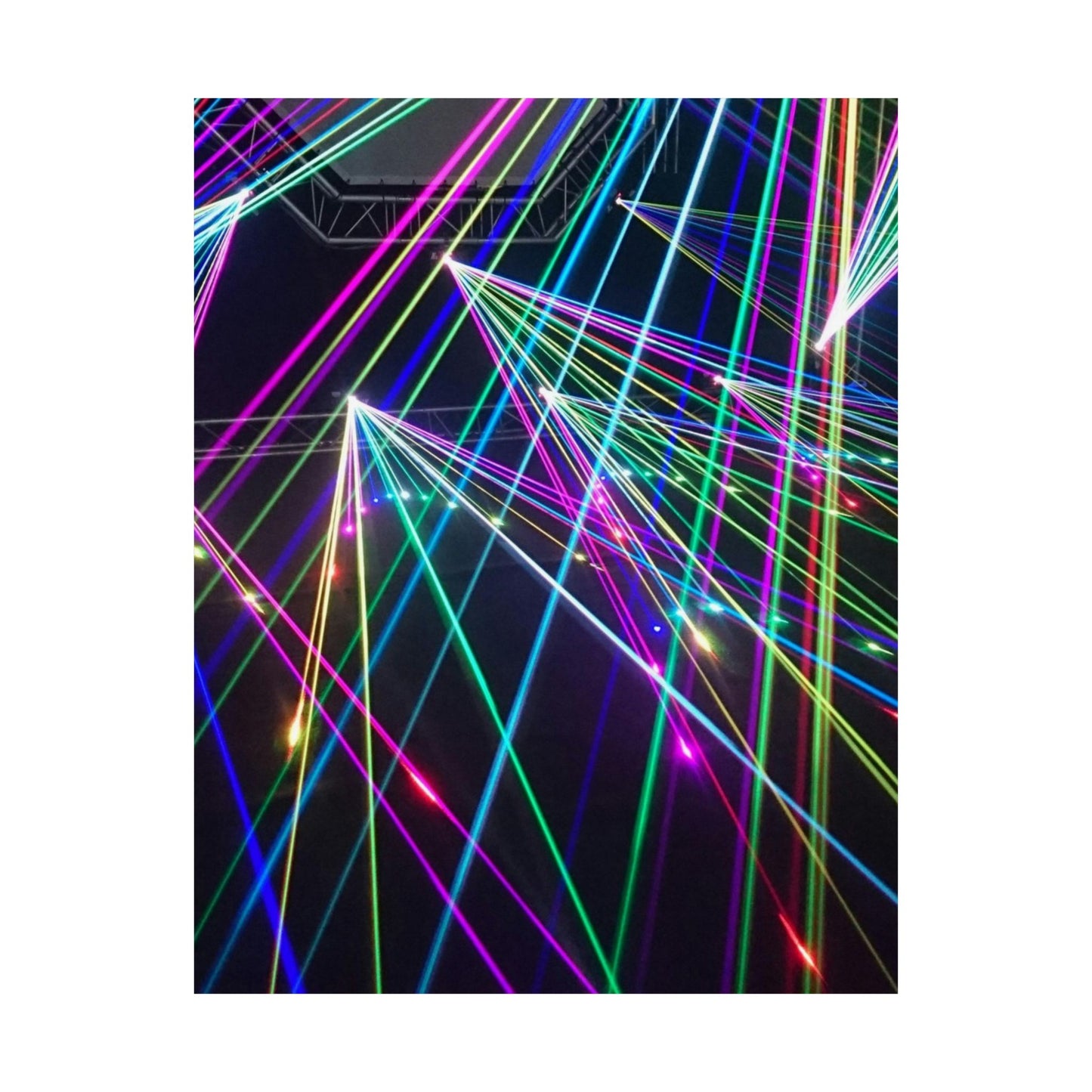 Neon Laser Light Vertical Poster, Colorful Wall Art for Home Music Festival