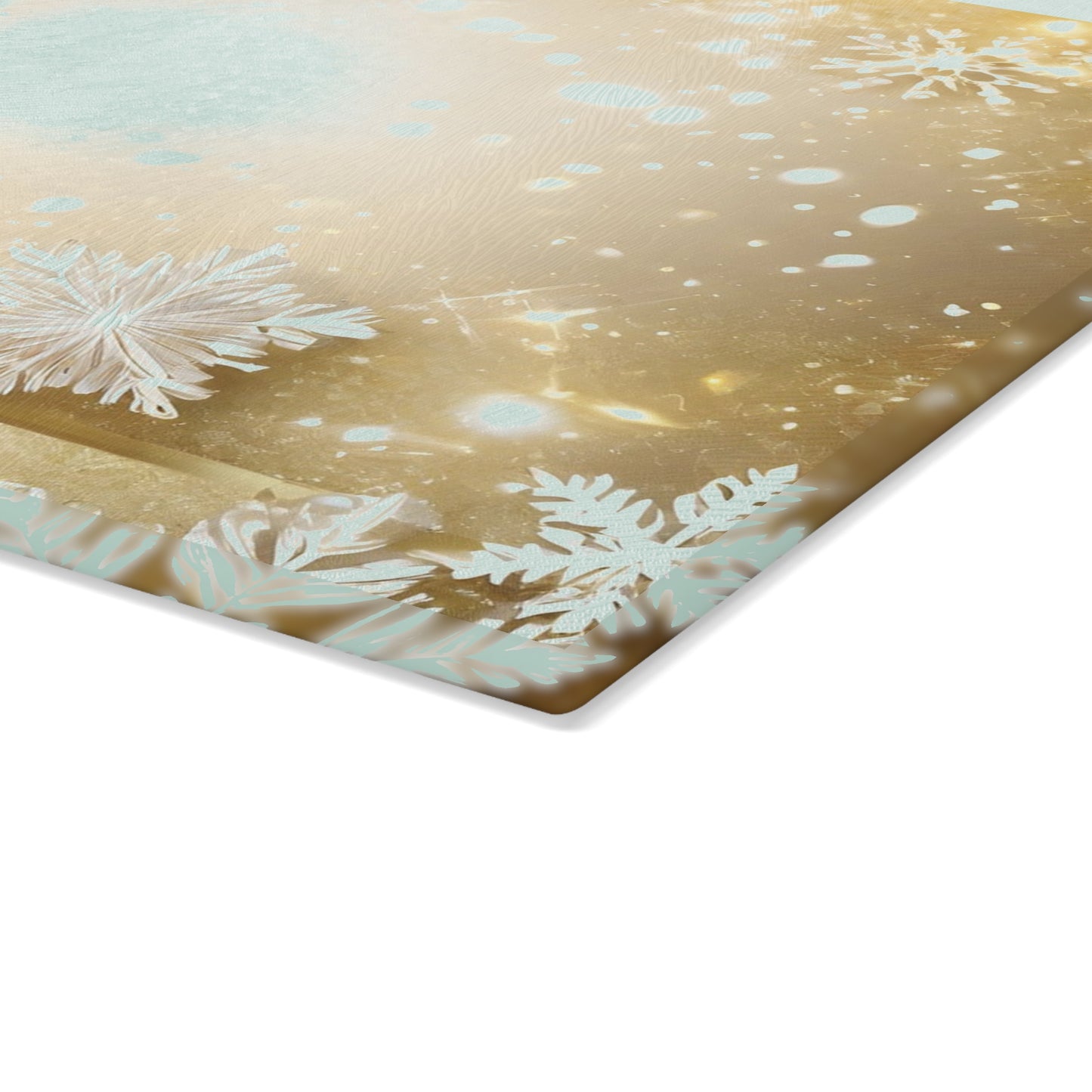 Festive Gold Snowflake Glass Cutting Board — Holiday Decorative Chopping Board