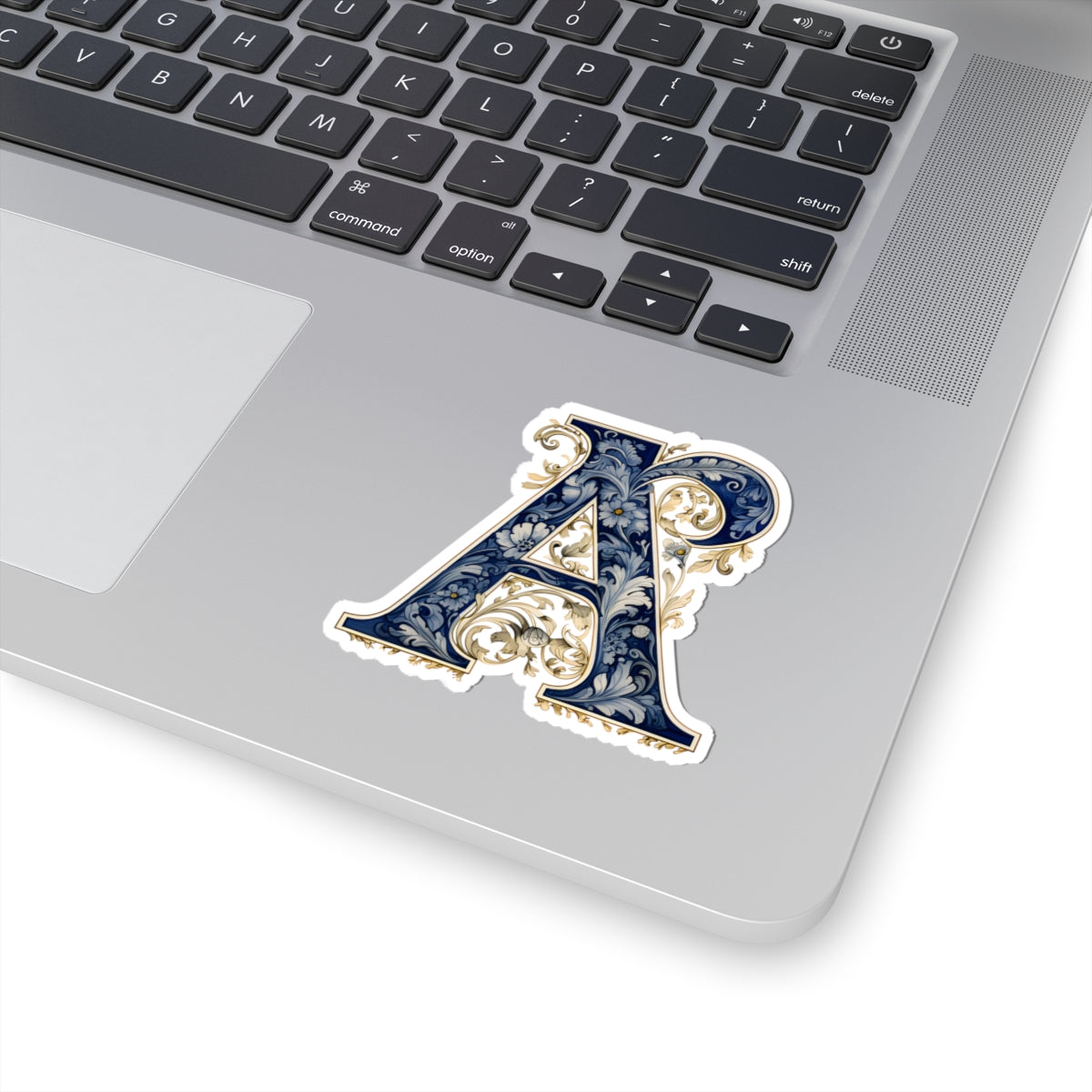Ornate Floral Letter A Kiss-Cut Sticker — Vintage Monogram Laptop Decal