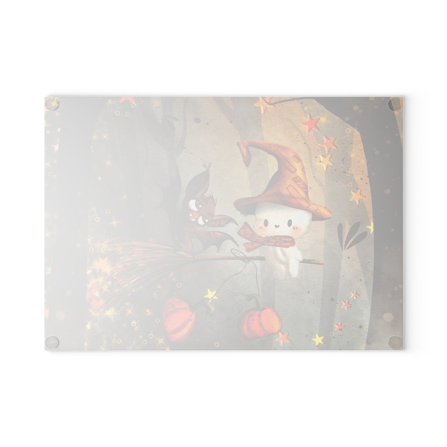 Whimsical Halloween Glass Cutting Board - Perfect for Fall Decor, Kitchen Gift, Trick or Treat, Pumpkin Lover, Halloween Party Supplies