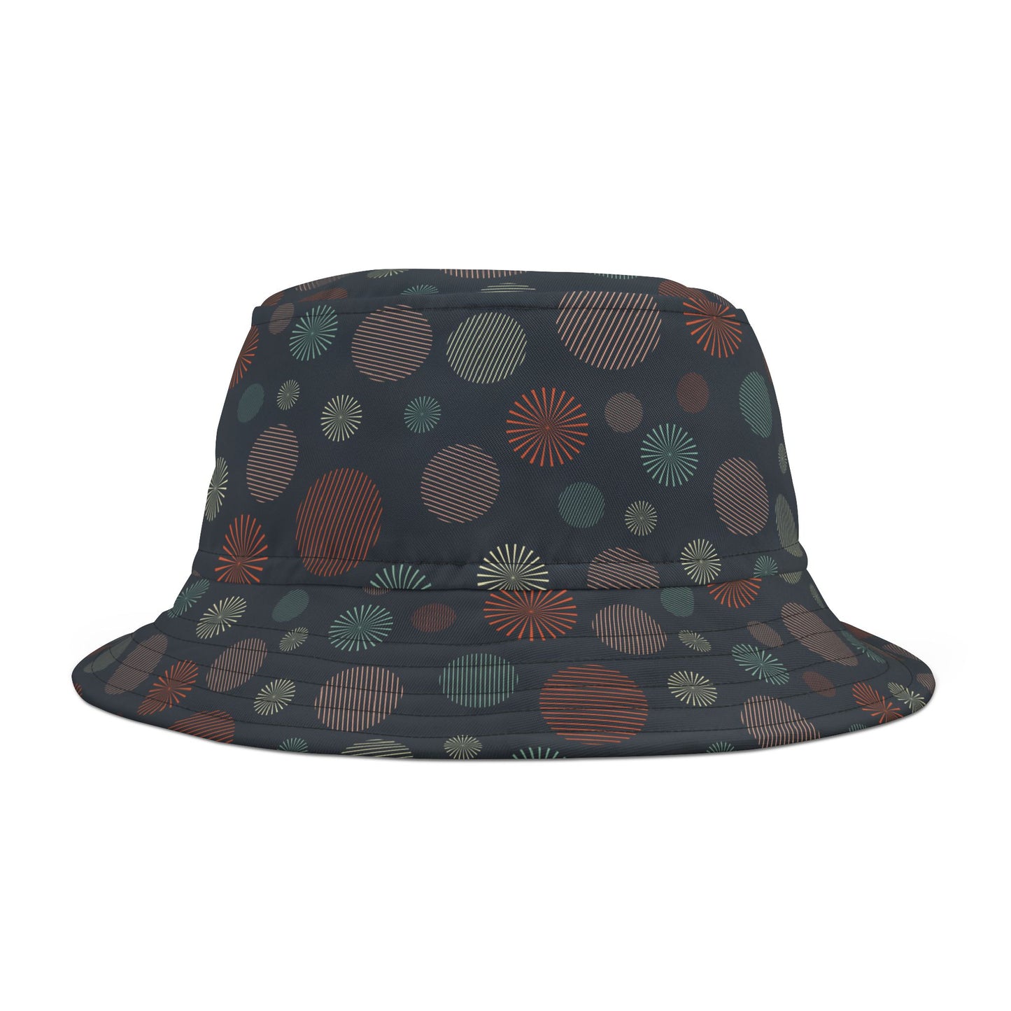 Bucket Hat — Dark Confetti Dot Pattern, Stylish Sun & Festival Accessory