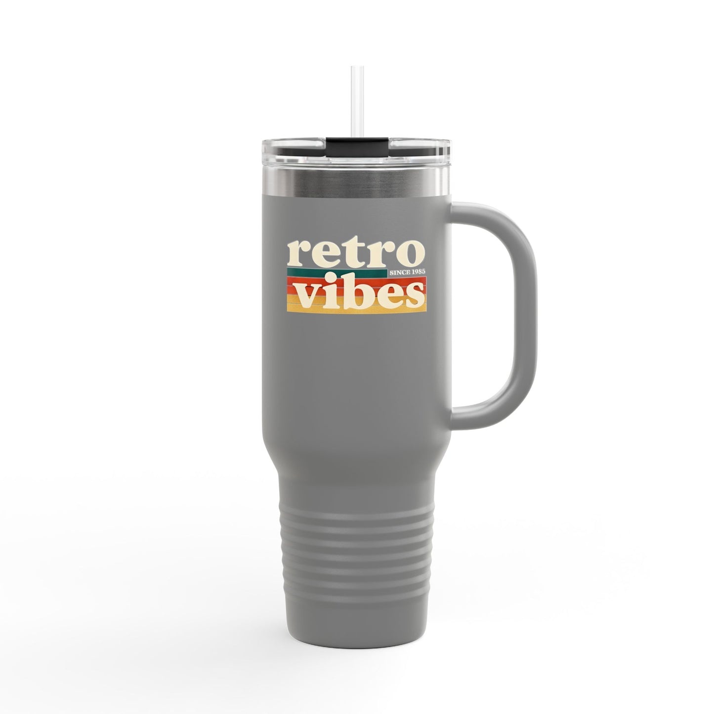 Retro Vibes Insulated 40oz Travel Mug | Fun Travel Cup for Coffee Lovers, Perfect for Road Trips, Picnics, Gifts