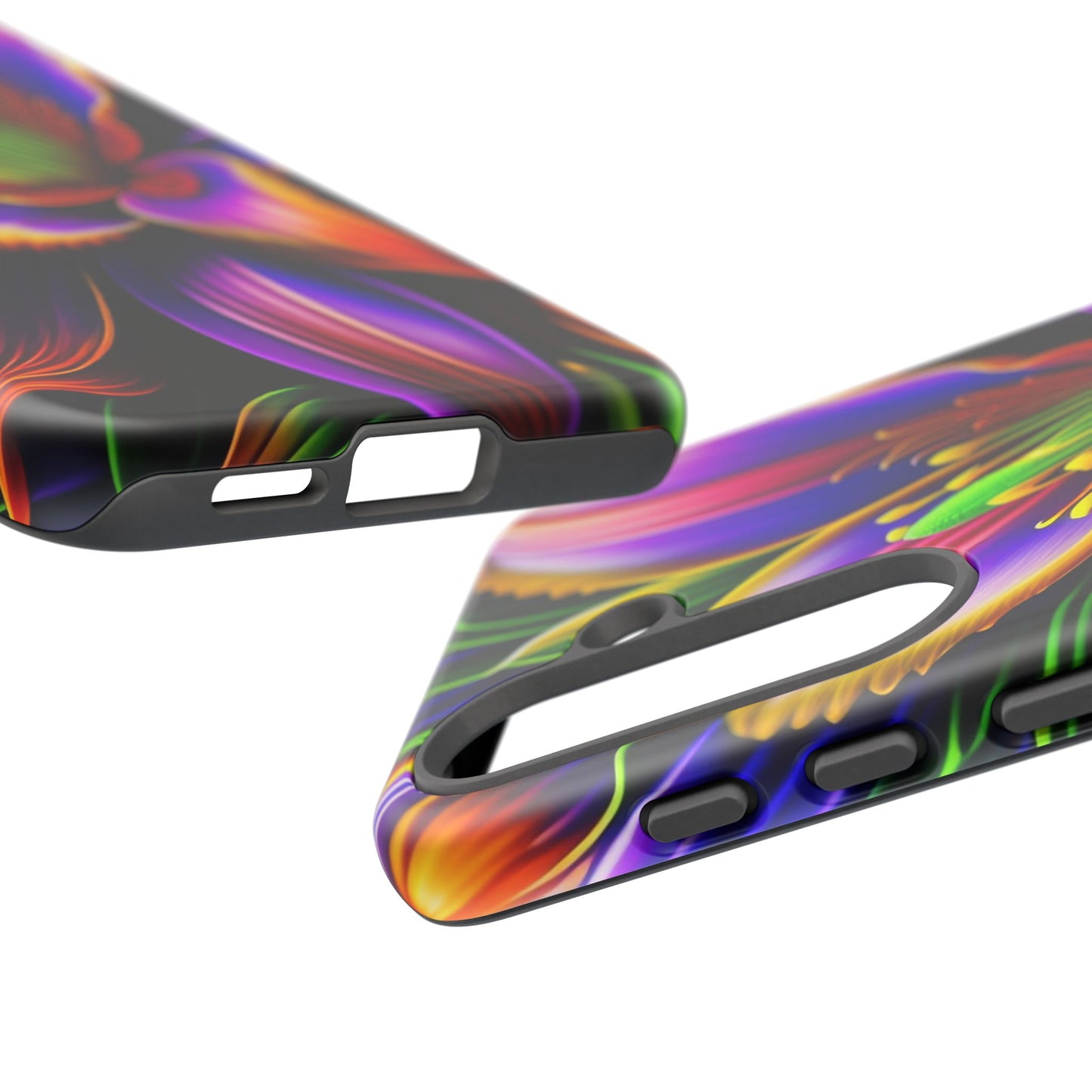Floral Neon Tough Phone Case — Vivid Purple & Orange Lily Protective Cover