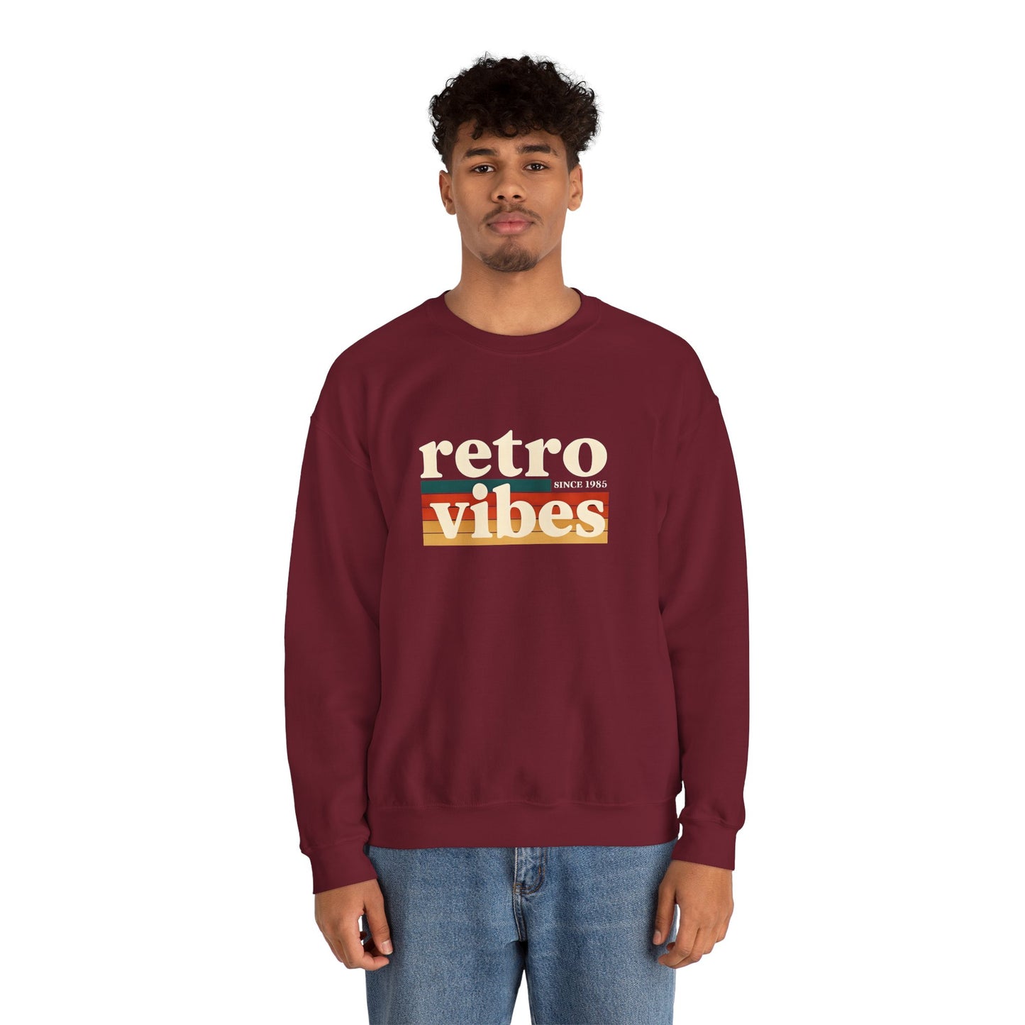 Retro Vibes Crewneck Sweatshirt, Unisex Vintage Style, Cozy Fall Fashion, Gift for Music Lovers, Chill Weekend Wear