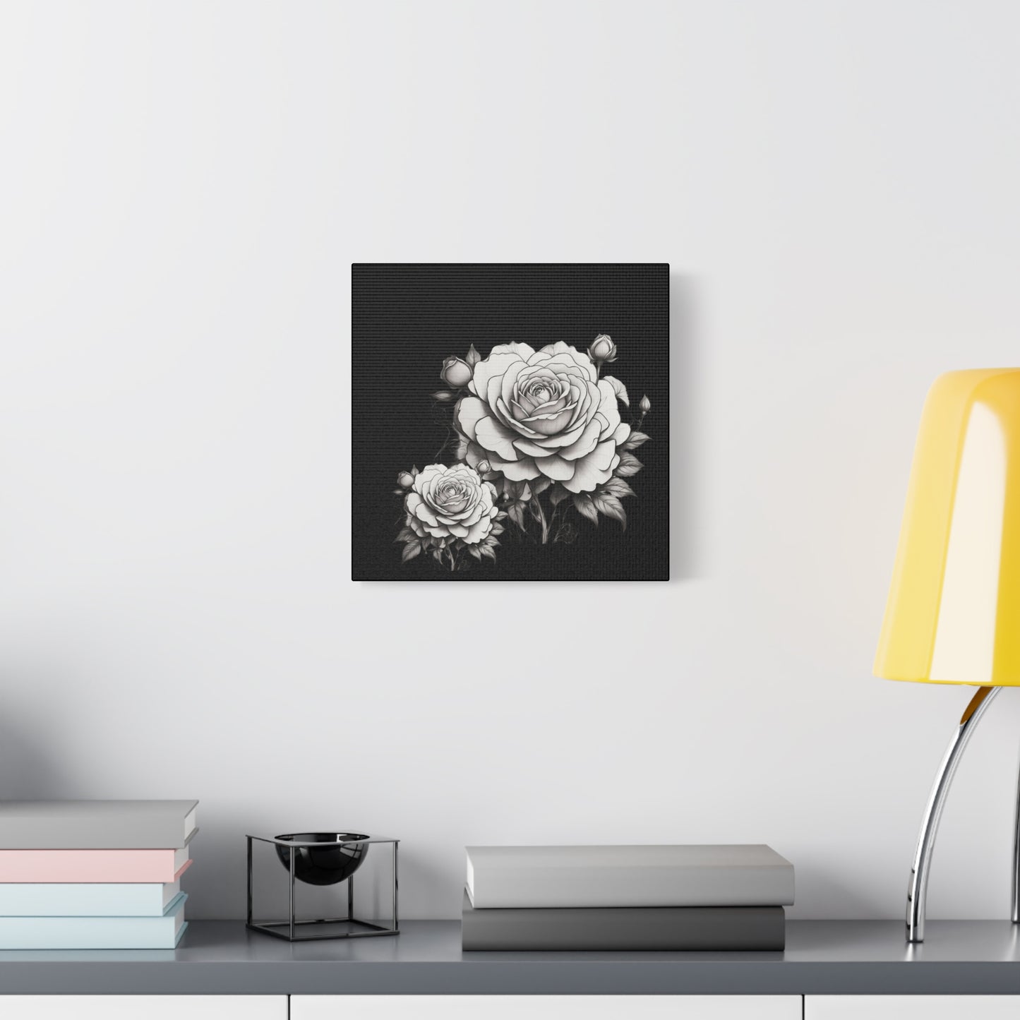 Monochrome Rose Canvas Print — Black & White Floral Wall Art