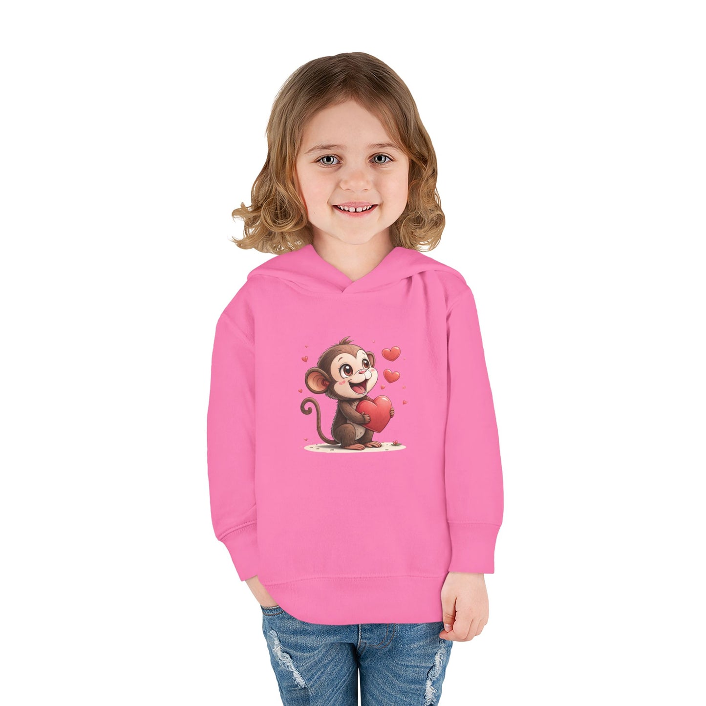 Adorable Toddler Monkey Love Hoodie, Birthday Gift, Kids Pullover, Baby Shower Gift, Cute Fleece Sweatshirt