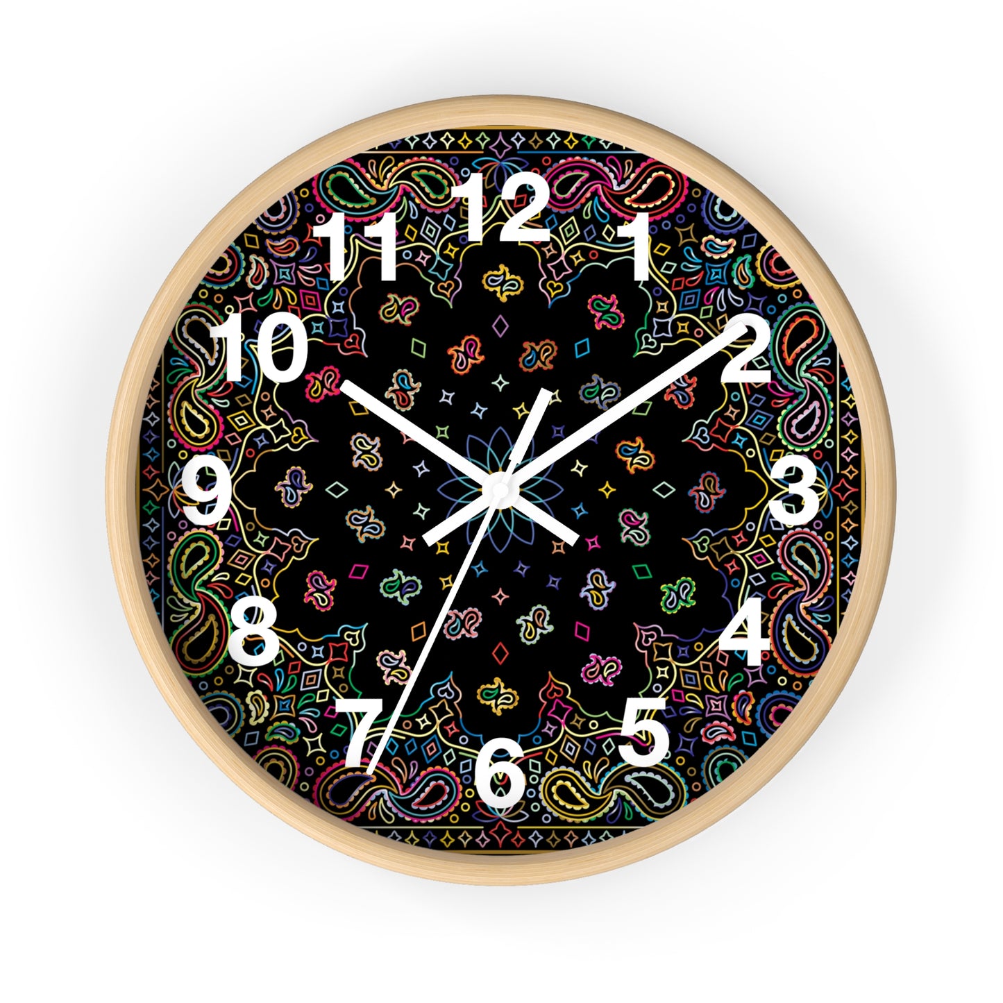 Colorful Mandala Wall Clock Boho Home Decor, Unique Gift, Modern Timepiece