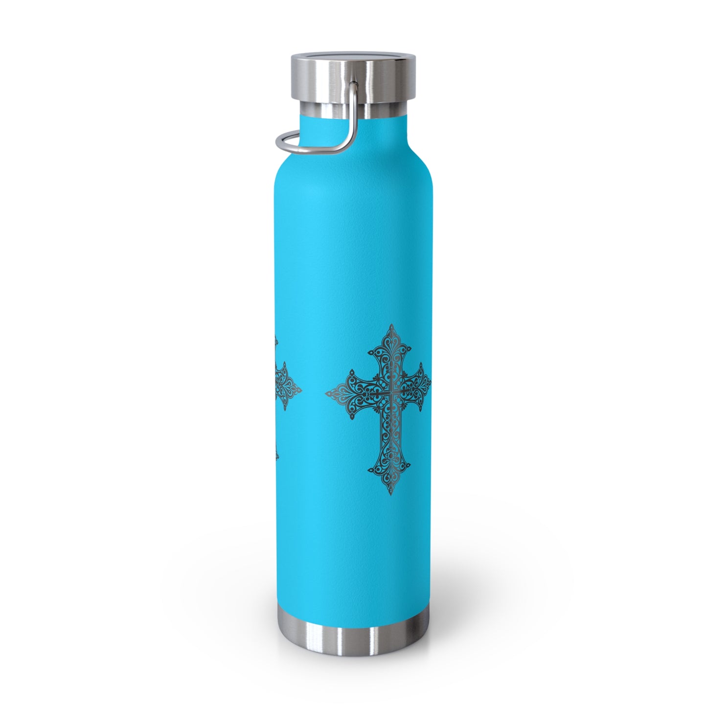 Stylish Copper Insulated Water Bottle - 22oz, Cross Design, Travel Flask, Gift for Him/Her, Unique Outdoor Hydration