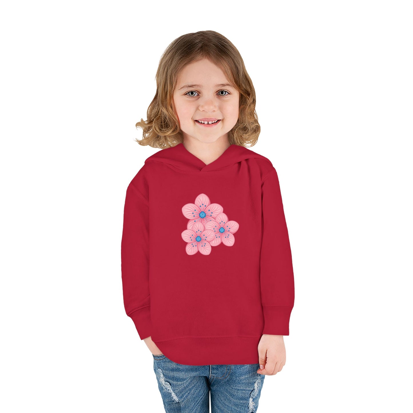 Adorable Toddler Pullover Fleece Hoodie with Pink Flower Design, Kids Sweatshirt, Toddler Clothing, Spring Outfit, Cute Gift for Kids