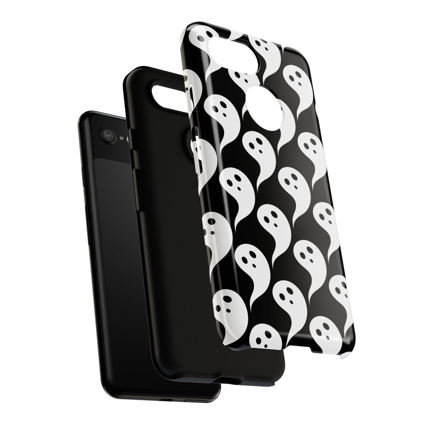 Ghost Pattern Phone Case, Cute Ghost Cell Phone Cover, Halloween Accessory, Spooky Gift, Black and White Phone Case