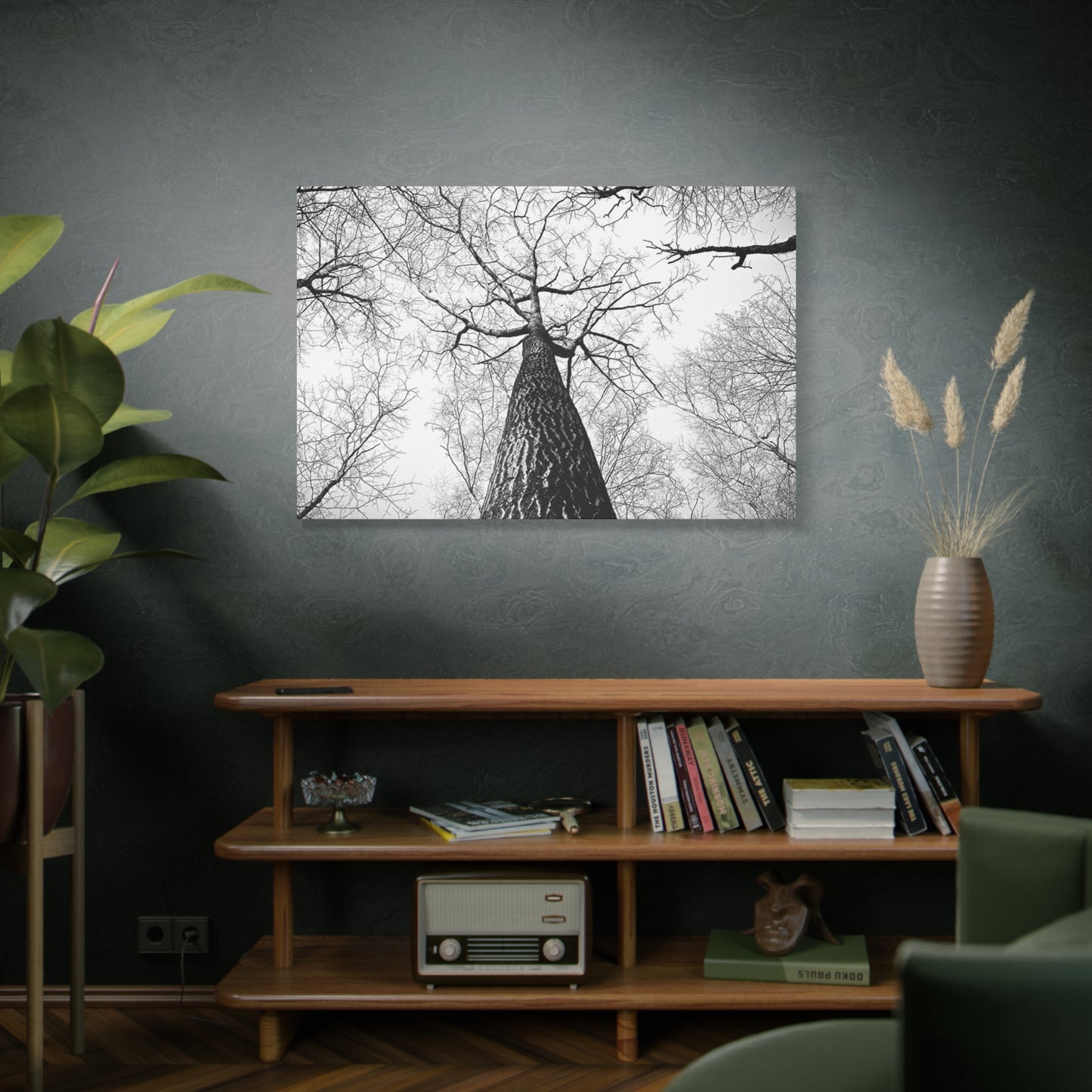 Black & White Tree Canopy Matte Canvas Wall Art — Upward Forest Photography