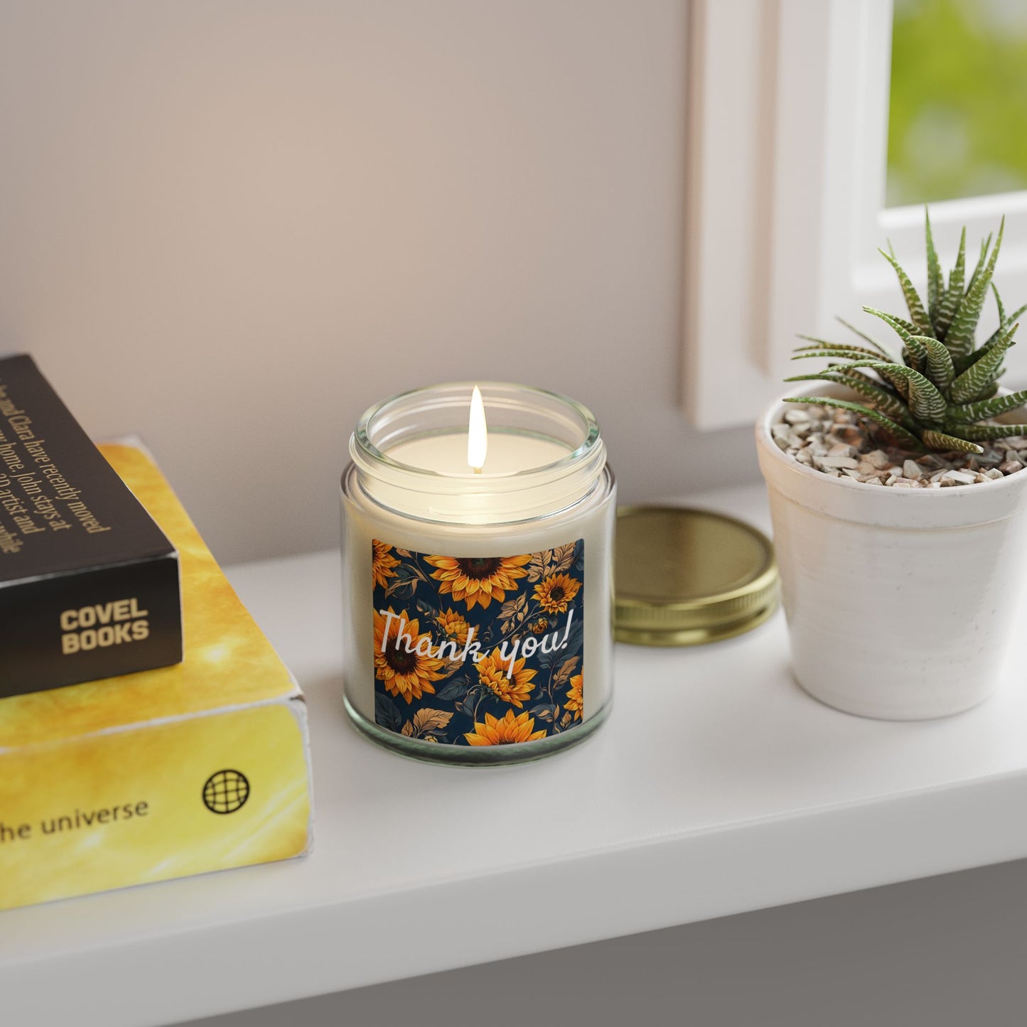 Thank You Sunflower Scented Candle — Coconut Apricot Wax (4oz/9oz)
