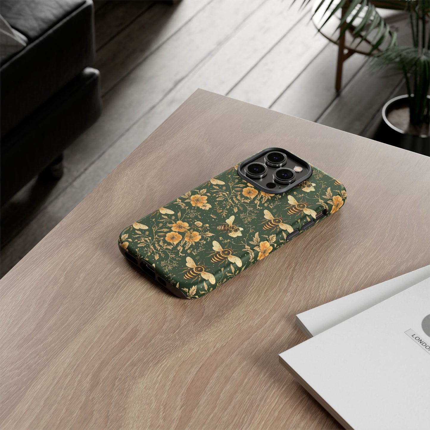 Nature-Inspired Phone Case, Tough Cases for Nature Lovers, Floral Bee Design, Eco-Friendly Gift, Summer Vibes, Trendy Phone Accessory,