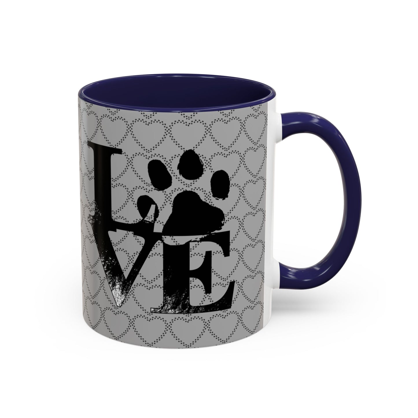 Chic Love Coffee Mug for Pet Lovers, Black Accent Mug, Valentine's Gift, Animal Lover Cup, Perfect for Hot Beverages