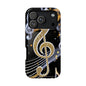 Music Notes Magnetic Impact-Resistant Phone Case — Gold Treble Clef Design