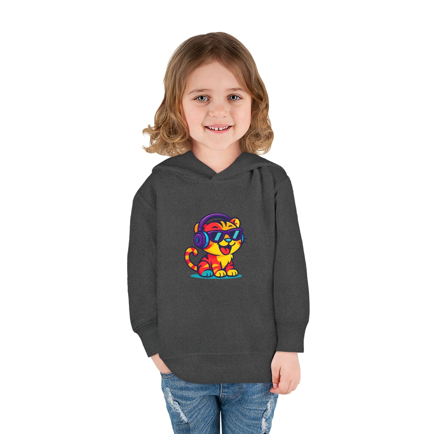 Cool Cat Toddler Hoodie - Fleece Pullover with Colorful Lion Design, Kids Clothing, Fun Gift, Casual Wear, Playtime Essentials
