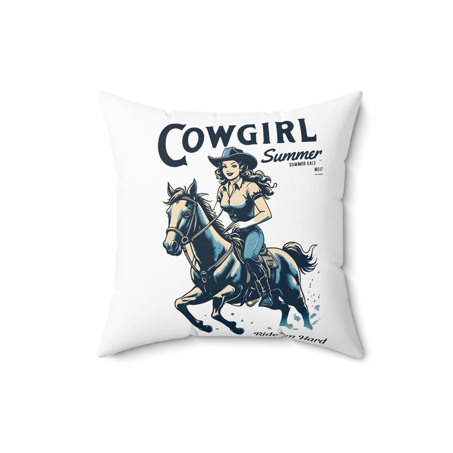 Cowgirl Summer Square Pillow | Equestrian Home Decor, Western Decor, Throw Pillow, Gift for Her, Rustic Cowgirl Vibe