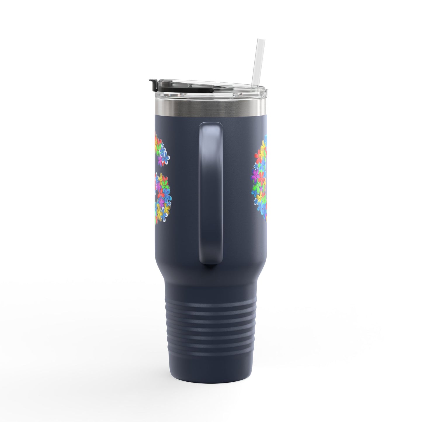 Vibrant Floral Insulated Travel Mug, Perfect for On-the-Go- Letter G