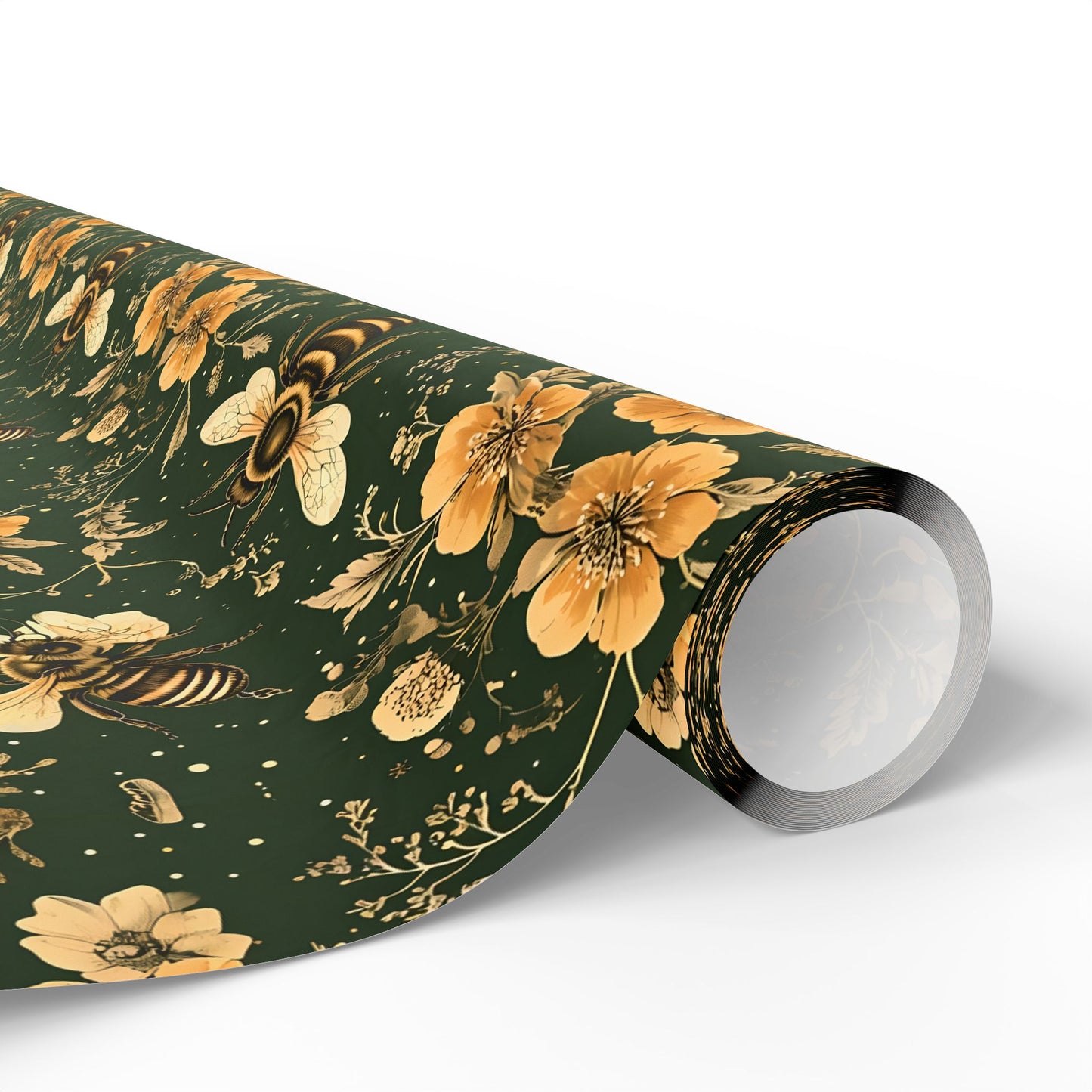 Floral Bee Wrapping Paper, Eco-Friendly Gift Wrap for Birthdays, Weddings, Showers, Baby Showers, Nature Lovers