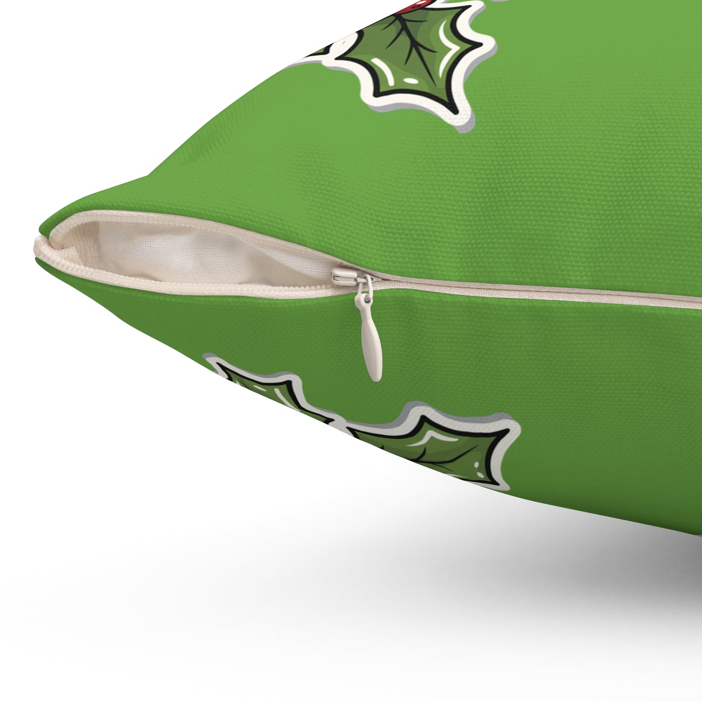 Holiday Holly Decor Pillow, Christmas Decorative Cushion, Green Festive Throw Pillow, Winter Home Decor, Seasonal Accent Pillow