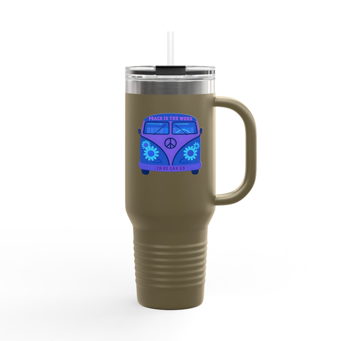 Peaceful Vibes Insulated Travel Mug | 40oz Cooler, Eco-Friendly Drinkware, Unique Gift for Travelers, Road Trip Essential, Custom Cup
